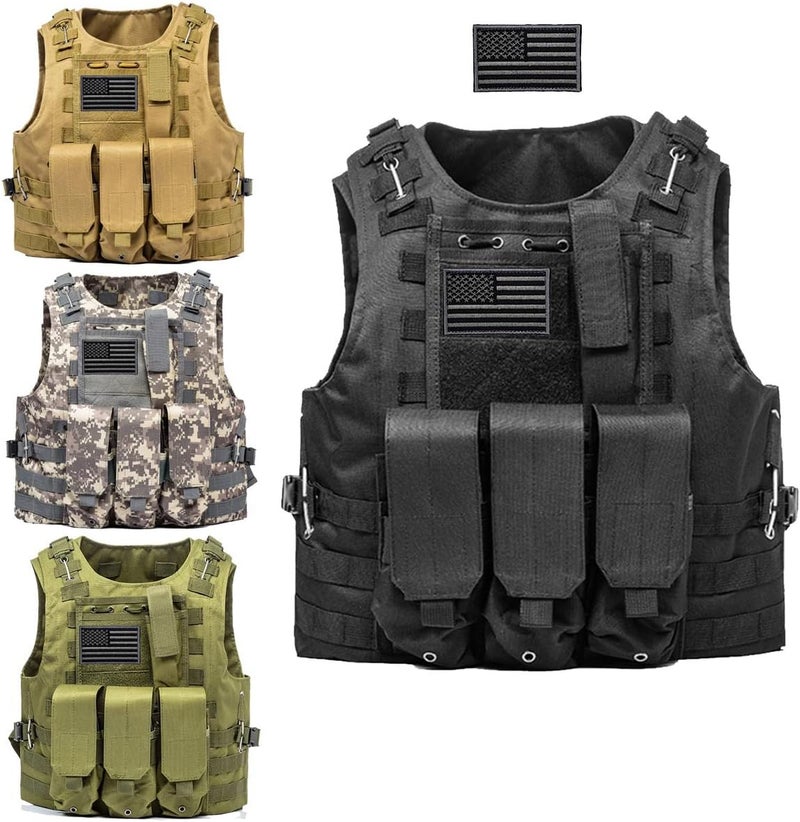 AZB Tactical Vest Adjustable Airsoft Paintball Vest with Removable Pouch - Image 1